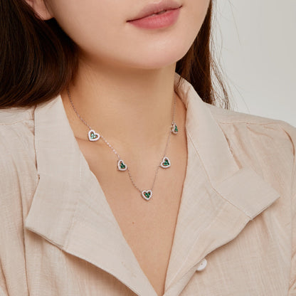 [Amore]Sparkling Five Heart Necklace