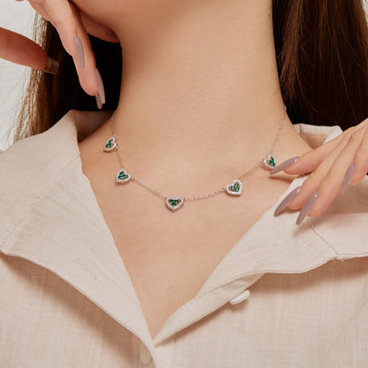 [Amore]Sparkling Five Heart Necklace