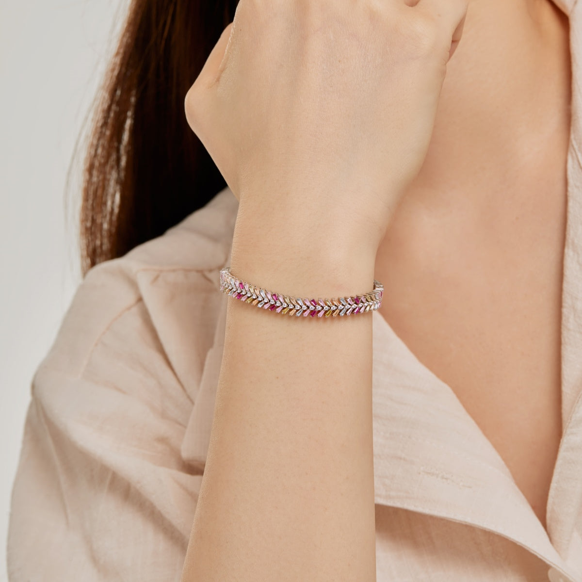 [Amore]Dainty Radiant Emerald Cut Daily Bracelet