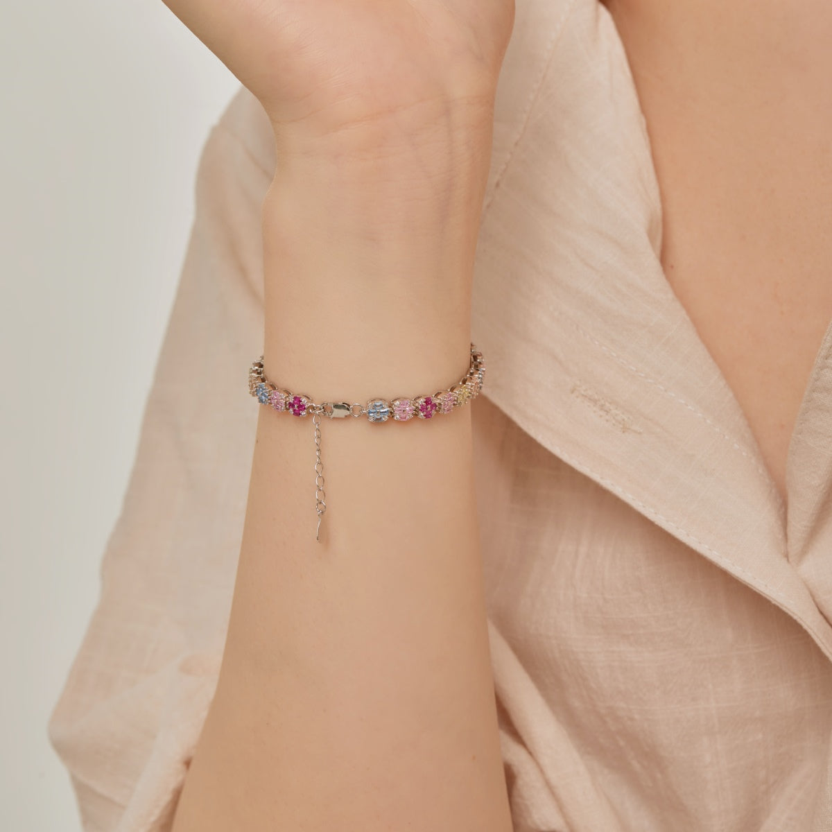 [Amore]Delicate Colorful Emerald Cut Daily Bracelet