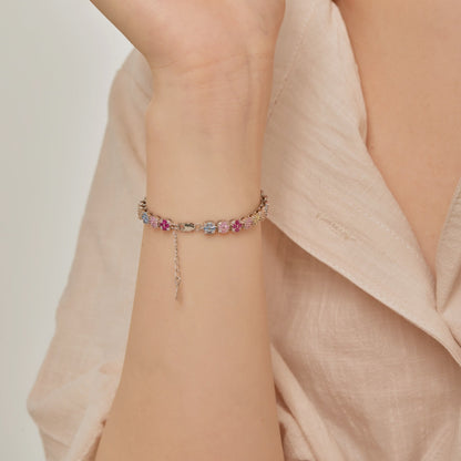 [Amore]Delicate Colorful Emerald Cut Daily Bracelet