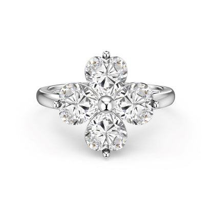 [Amore]Heart-shaped Four-Leaf Clover Ball Ring