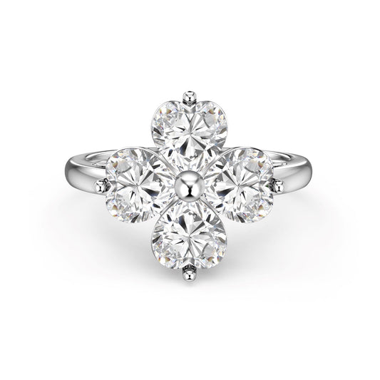 [Amore]Heart-shaped Four-Leaf Clover Ball Ring