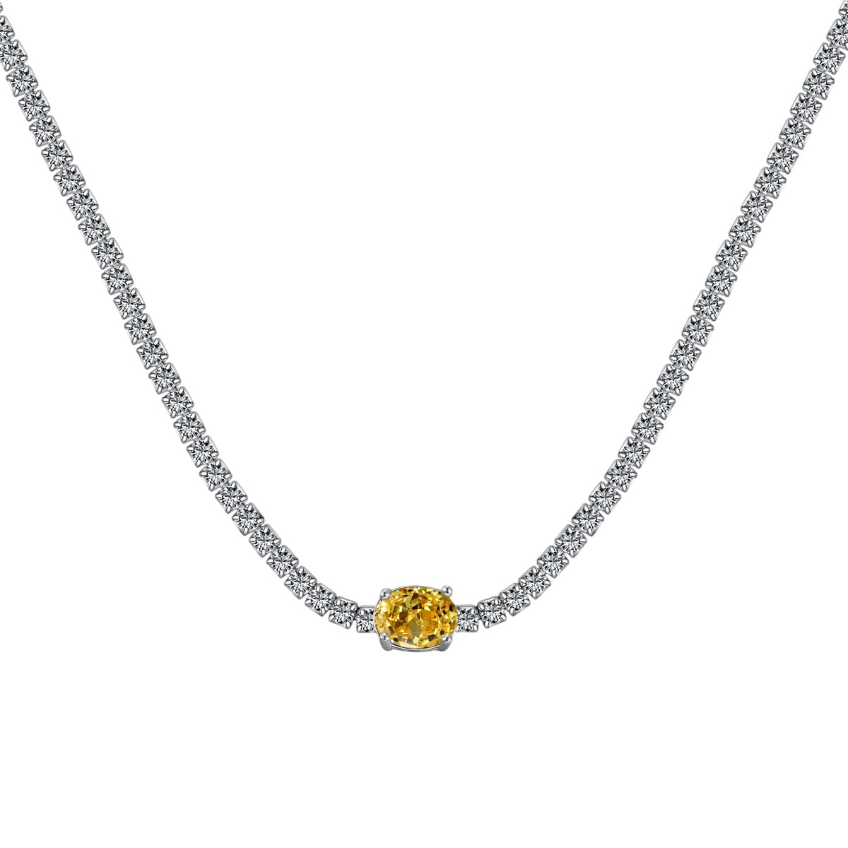 [Amore]1.0 Carat Shining Oval Cut Necklace