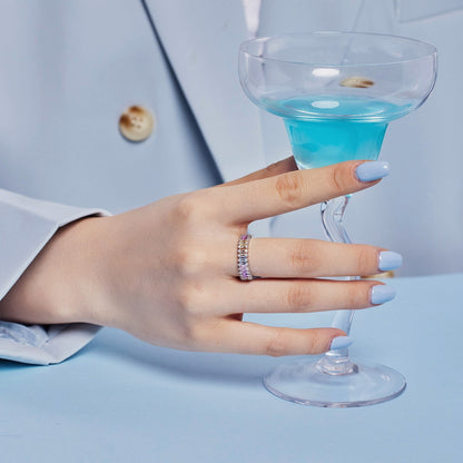 [Amore]Splashy Ornate Emerald Cut Cocktail Ring