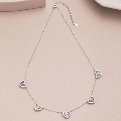 [Amore]Sparkling Five Heart Necklace