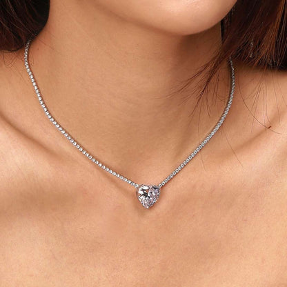 [Amore]8.0 Carat Versatile Colorful Sweet Heart-Shaped Tennis Necklace