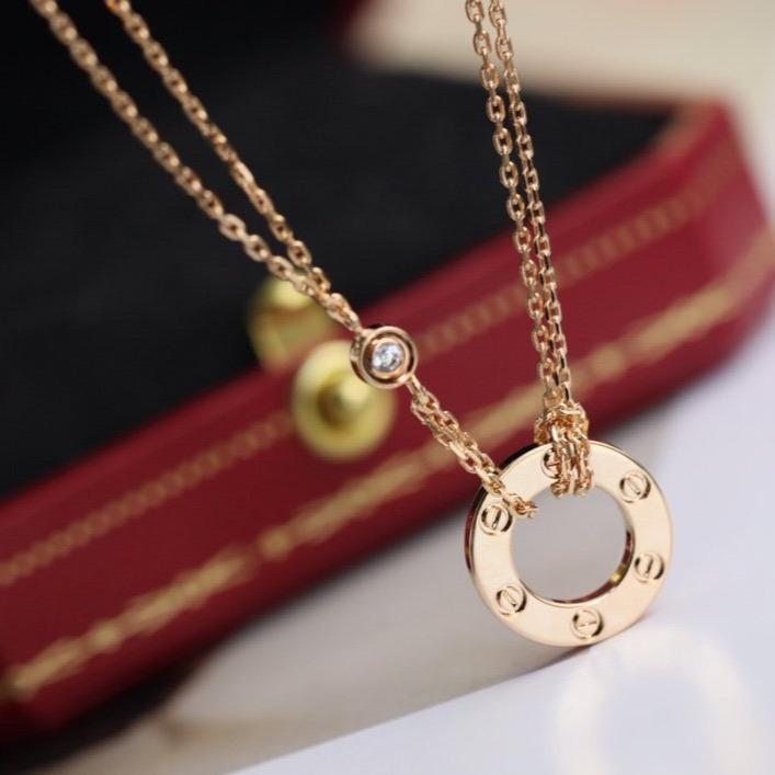 [Amore]LOVE NECKLACE ADJUSTABLE ROSE GOLD 2 DIAMOND