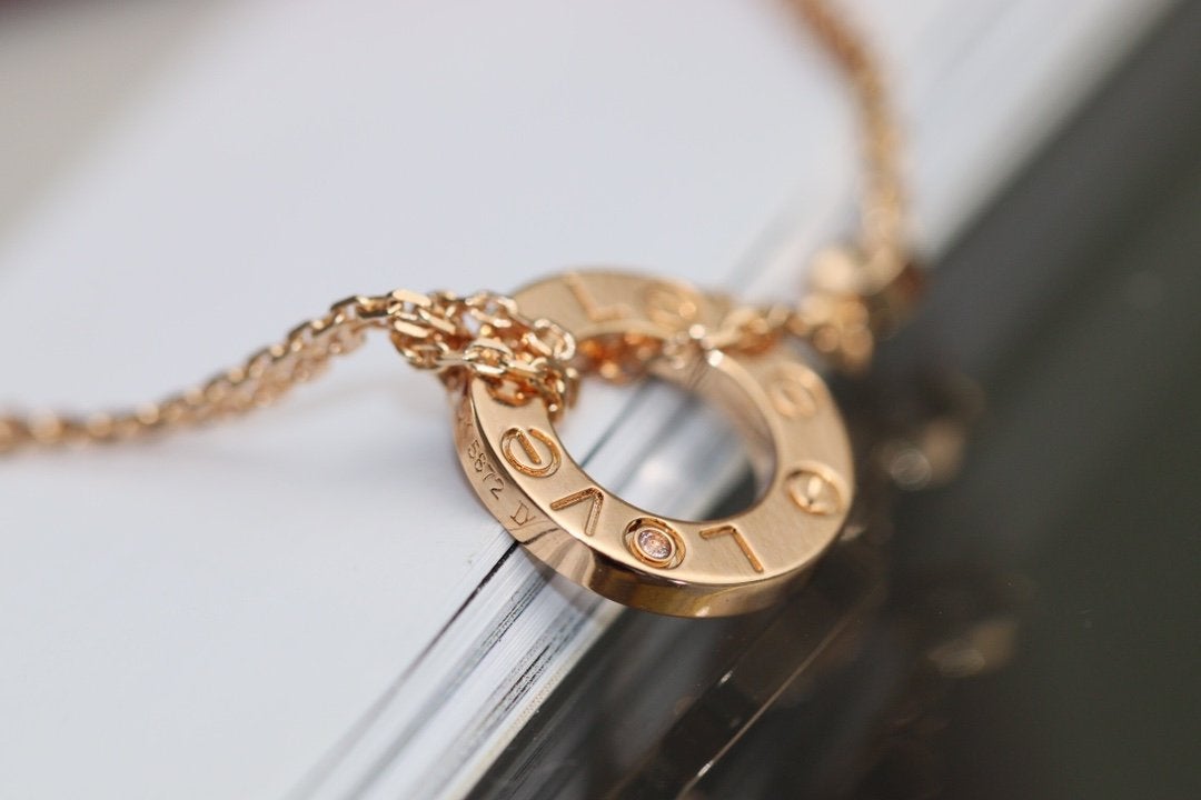 [Amore]LOVE NECKLACE ADJUSTABLE ROSE GOLD 2 DIAMOND