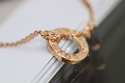 [Amore]LOVE NECKLACE ADJUSTABLE ROSE GOLD 2 DIAMOND