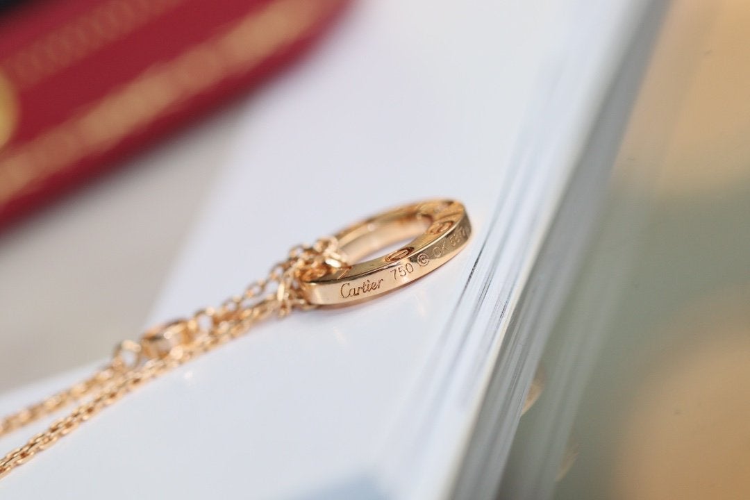 [Amore]LOVE NECKLACE ADJUSTABLE ROSE GOLD 2 DIAMOND