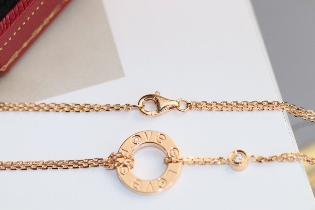 [Amore]LOVE NECKLACE ADJUSTABLE ROSE GOLD 2 DIAMOND