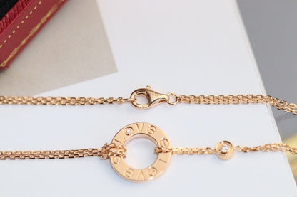 [Amore]LOVE NECKLACE ADJUSTABLE ROSE GOLD 2 DIAMOND
