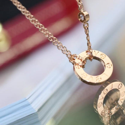 [Amore]LOVE NECKLACE ADJUSTABLE ROSE GOLD 2 DIAMOND