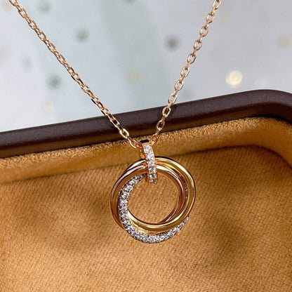 [Amore]TRINITY NECKLACE SILVER GOLD PINK GOLD DIAMONDS