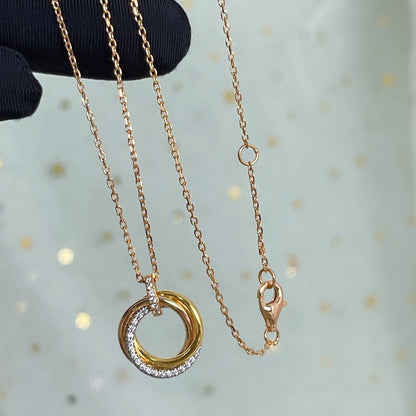 [Amore]TRINITY NECKLACE SILVER GOLD PINK GOLD DIAMONDS