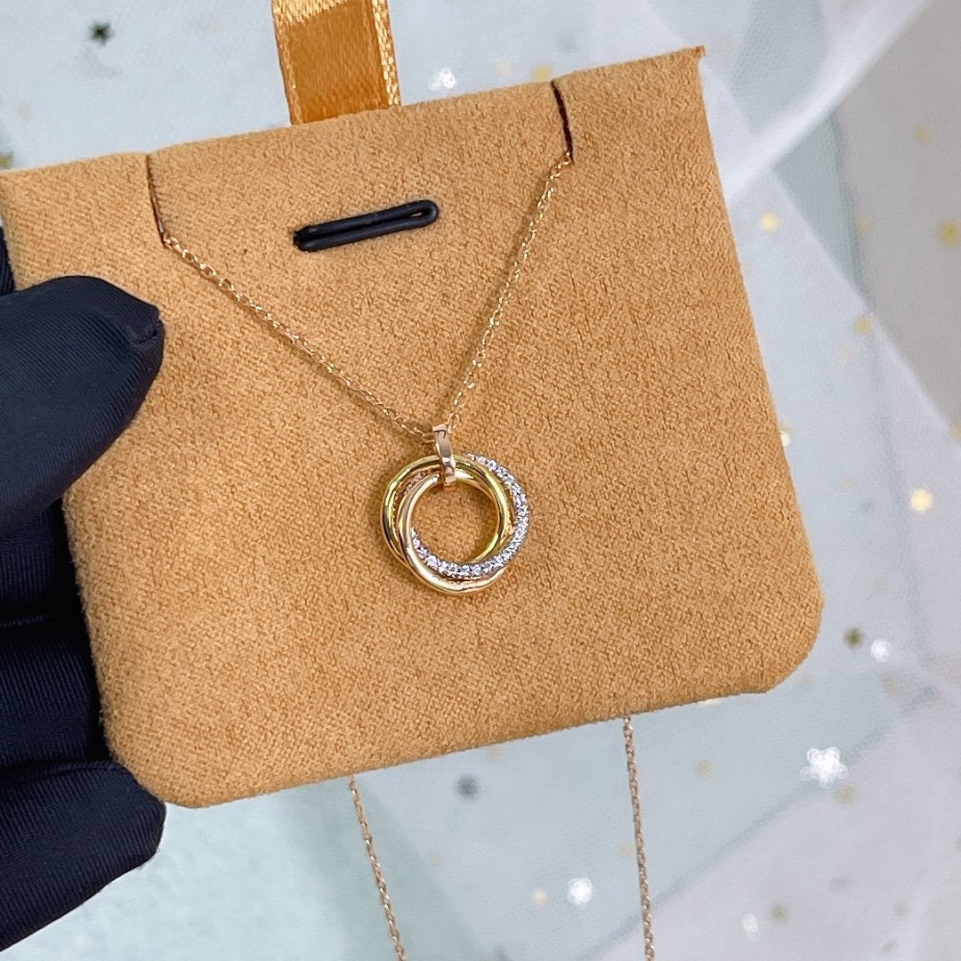 [Amore]TRINITY NECKLACE SILVER GOLD PINK GOLD DIAMONDS