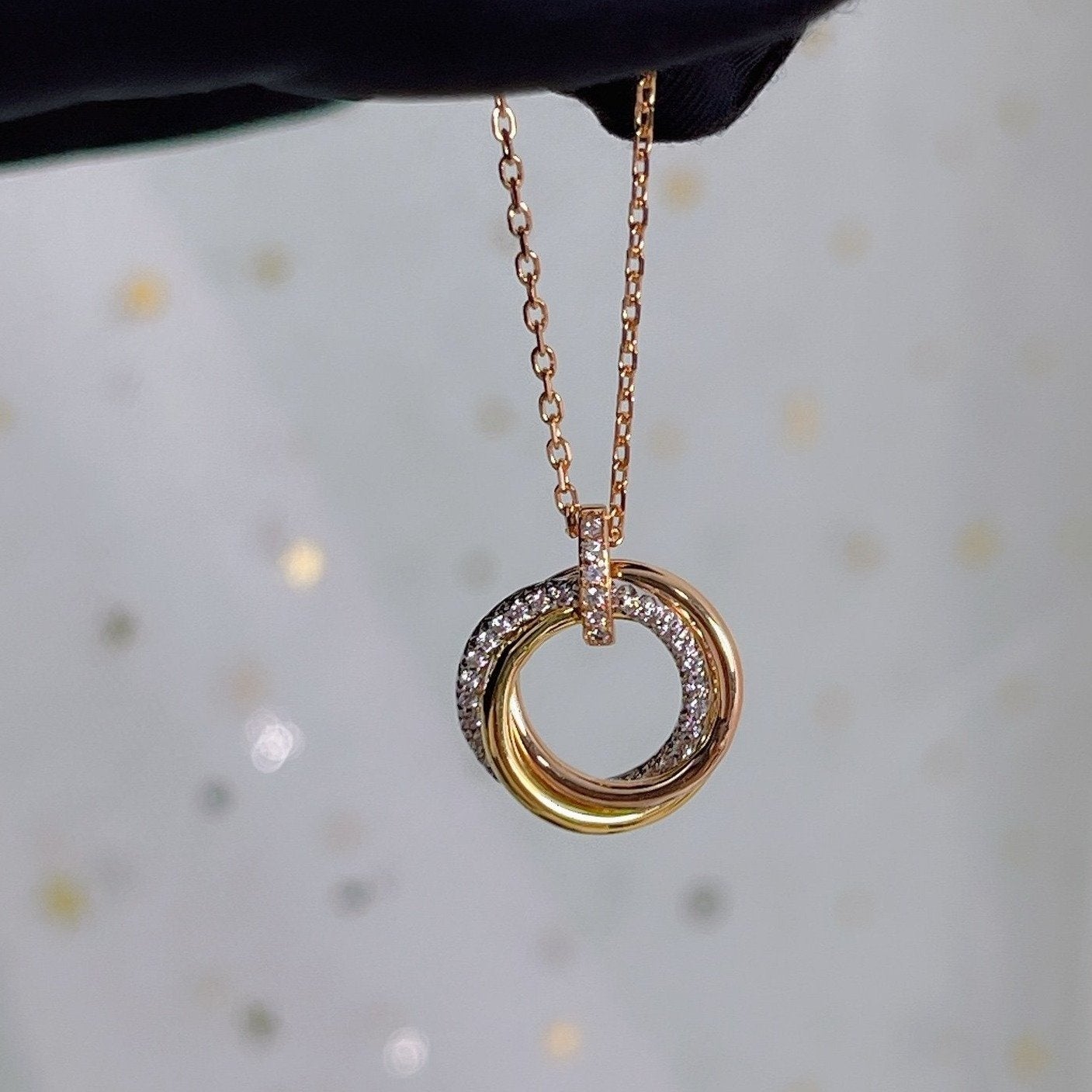 [Amore]TRINITY NECKLACE SILVER GOLD PINK GOLD DIAMONDS