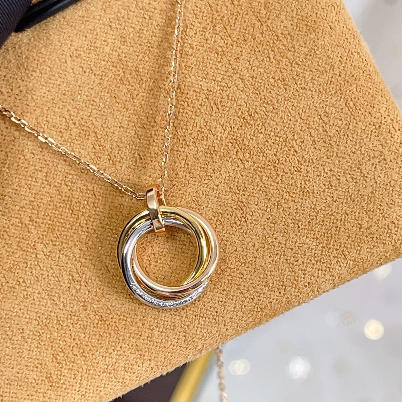 [Amore]TRINITY NECKLACE SILVER GOLD PINK GOLD DIAMONDS