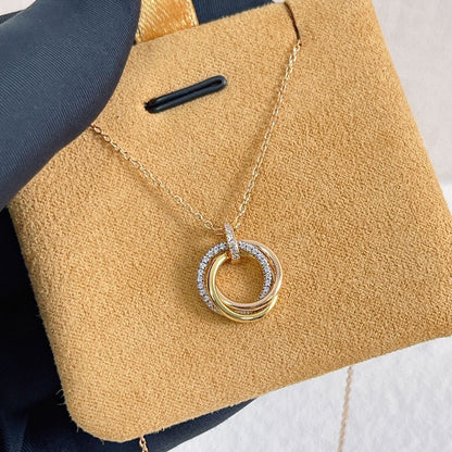 [Amore]TRINITY NECKLACE SILVER GOLD PINK GOLD DIAMONDS