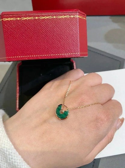 [Amore]AMULETTE ROSE GOLD MALACHITE NECKLACE