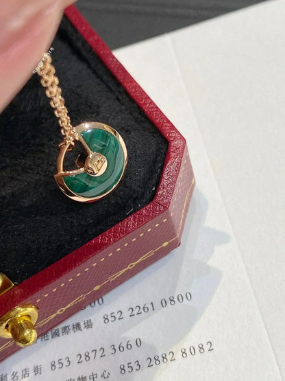[Amore]AMULETTE ROSE GOLD MALACHITE NECKLACE