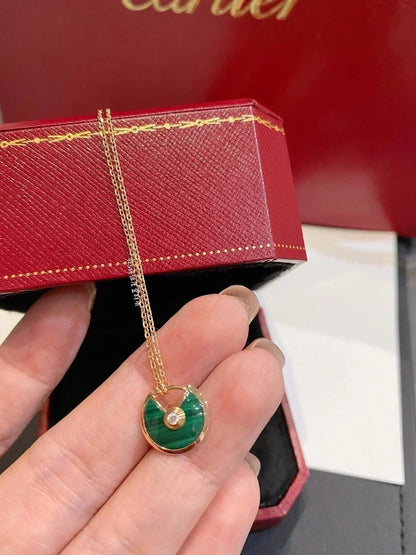 [Amore]AMULETTE ROSE GOLD MALACHITE NECKLACE