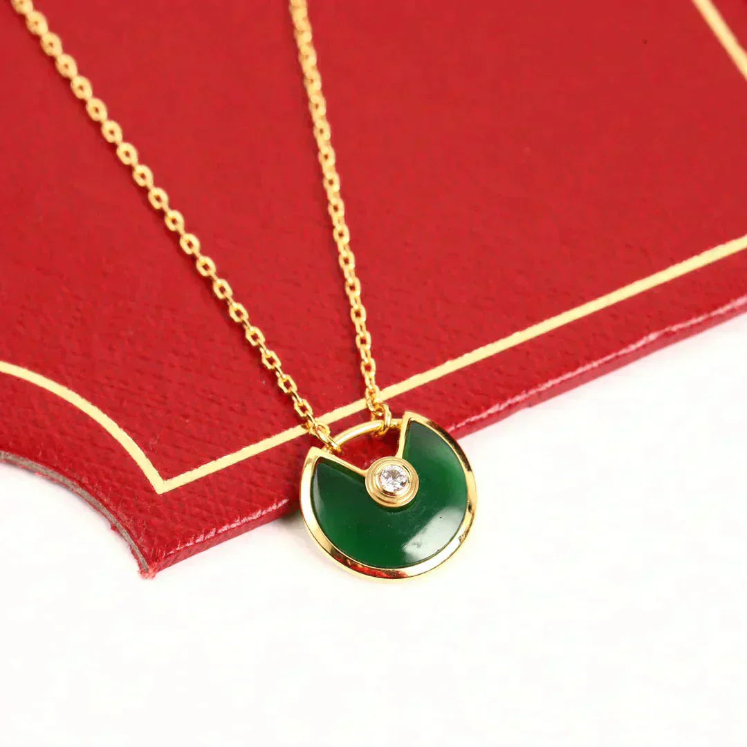[Amore]AMULETTE GOLD MALACHITE NECKLACE