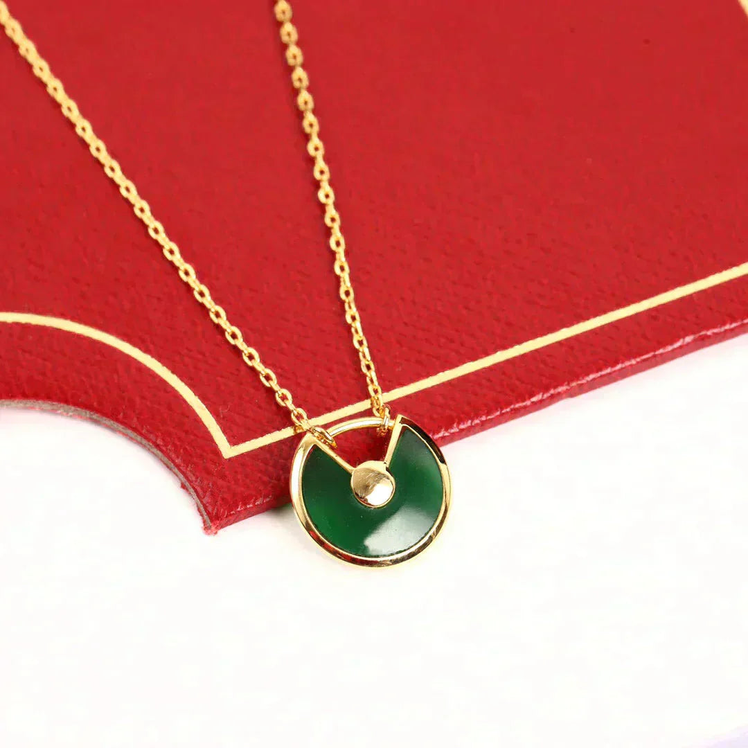 [Amore]AMULETTE GOLD MALACHITE NECKLACE