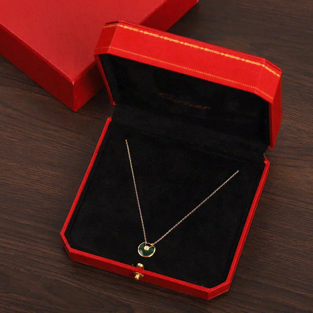 [Amore]AMULETTE GOLD MALACHITE NECKLACE