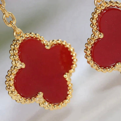 [Amore]CLOVER  2 MOTIF  TIGER EYE CARNELIAN EARRINGS
