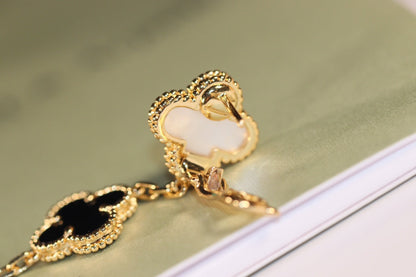 [Amore]CLOVER EARRINGS GOLD ONYX MOP 3 MOTIF