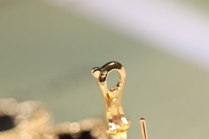 [Amore]CLOVER EARRINGS GOLD ONYX MOP 3 MOTIF