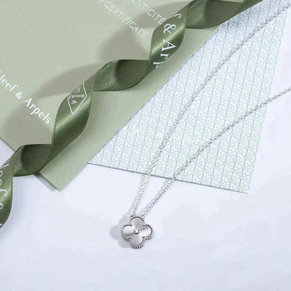 [Amore]CLOVER  15MM DIAMOND LASER NECKLACE SILVER
