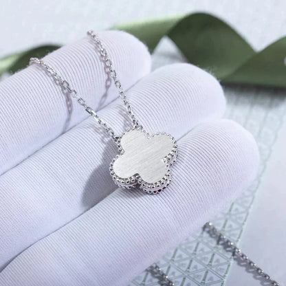 [Amore]CLOVER  15MM DIAMOND LASER NECKLACE SILVER