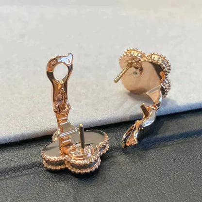 [Amore]CLOVER MEDIUM 1 MOTIFS GRAY MOP  DIAMOND EARRINGS