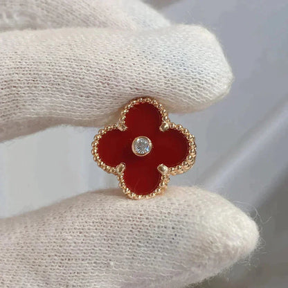 [Amore]CLOVER MEDIUM 1 MOTIFS CARNELIAN  DIAMOND earrings