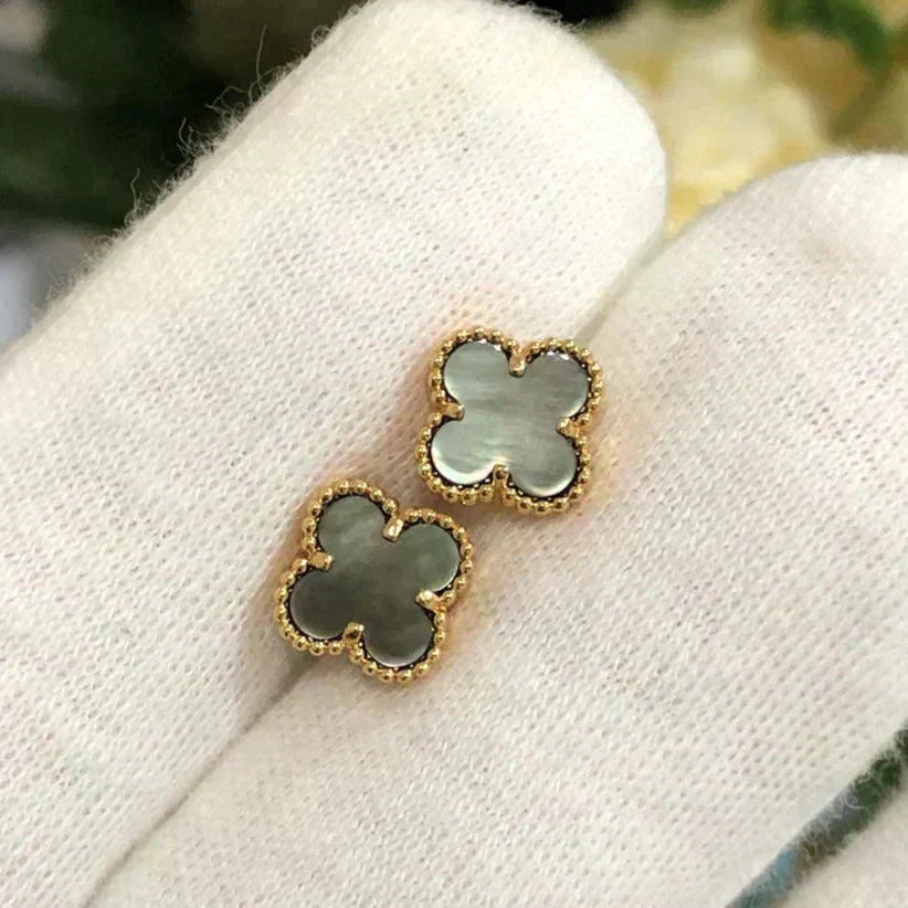 [Amore]CLOVER MINI 9.5MM GRAY MOP EARRINGS