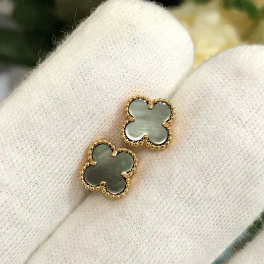 [Amore]CLOVER MINI 9.5MM GRAY MOP EARRINGS