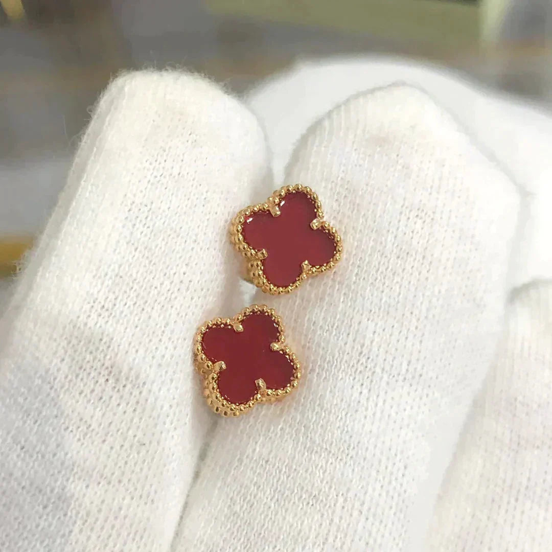[Amore]CLOVER MINI 9.5MM CARNELIAN EARRINGS