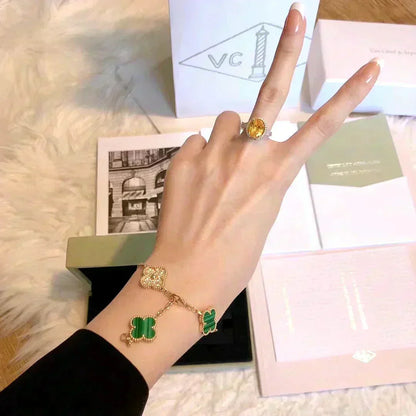 [Amore] CLOVER 5 MOTIF MALACHITE BRACELET COLLECTION
