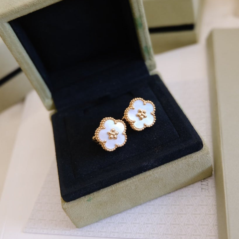 [Amore]LUCKY PINK GOLD WHITE MOP EARRINGS