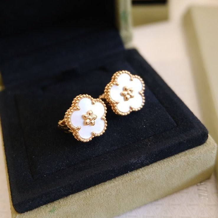 [Amore]LUCKY PINK GOLD WHITE MOP EARRINGS