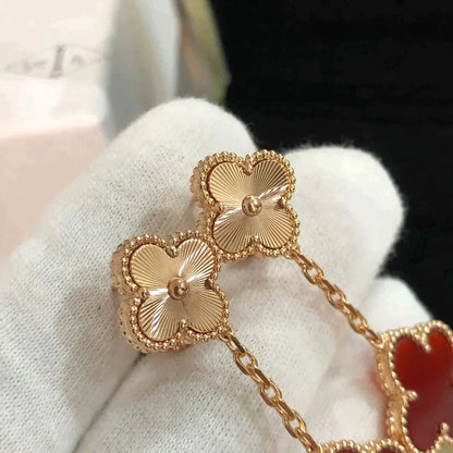 [Amore]CLOVER 2 MOTIF  LASER CARNELIAN EARRINGS