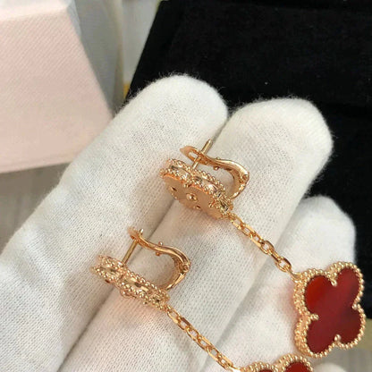 [Amore]CLOVER 2 MOTIF  LASER CARNELIAN EARRINGS