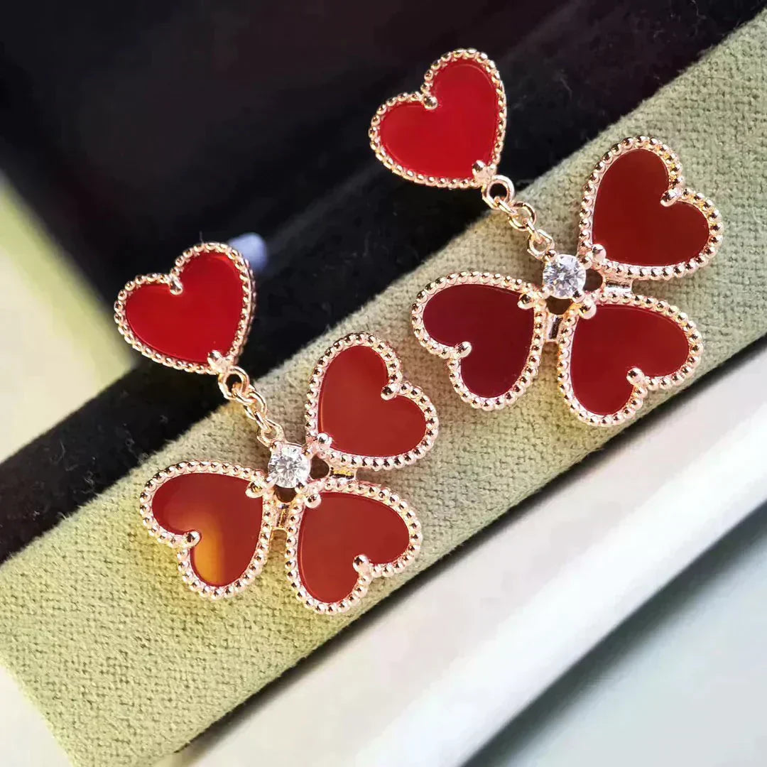 [Amore]SWEET CLOVER CARNELIAN EARRINGS