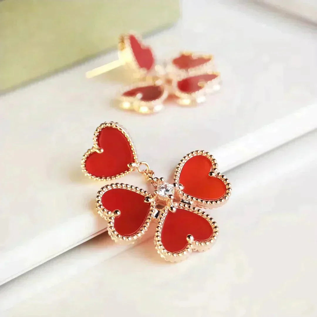 [Amore]SWEET CLOVER CARNELIAN EARRINGS