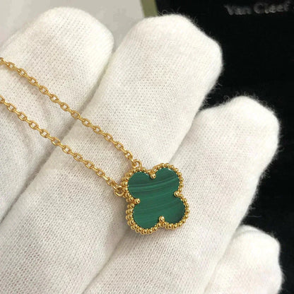 [Amore]CLOVER 15MM MALACHITE SINGLE FLOWER  NECKLACE