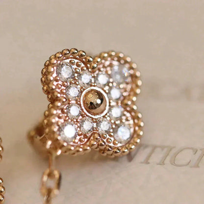 [Amore]CLOVER MEDIUM 1 MOTIFS FUll DIAMOND EARRINGS