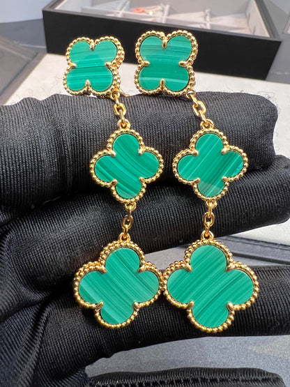 [Amore]CLOVER MALACHITE 3 MOTIFS GOLD
